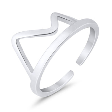Mountain Toe Ring Adjustable Band 925 Sterling Silver (8mm)